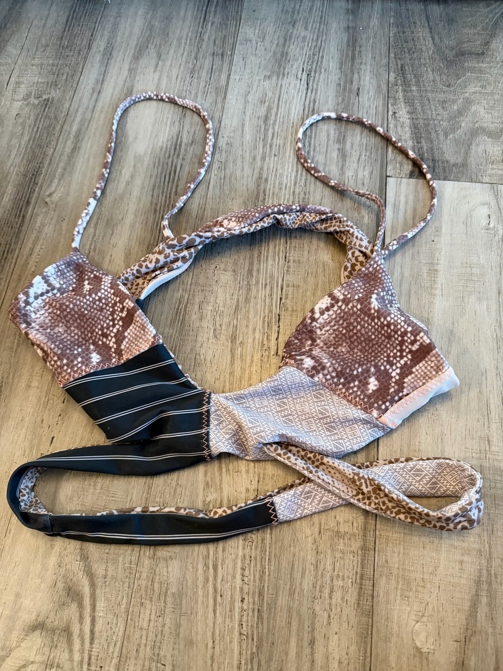 Swimwear Large Mixed Print Reversible Triangle Bikini top